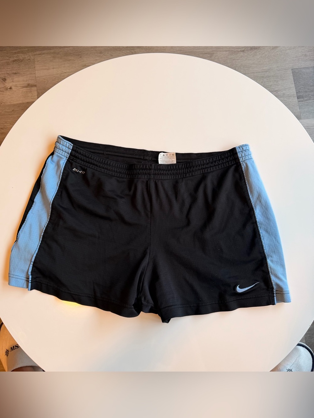 Nike Black Athletic Shorts with Light Blue Side Panels